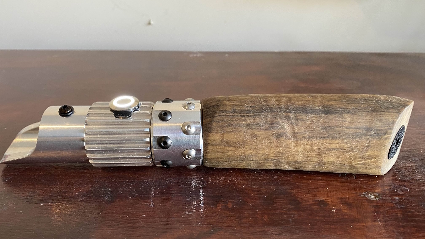 An image of my custom half wooden hilt lightsaber