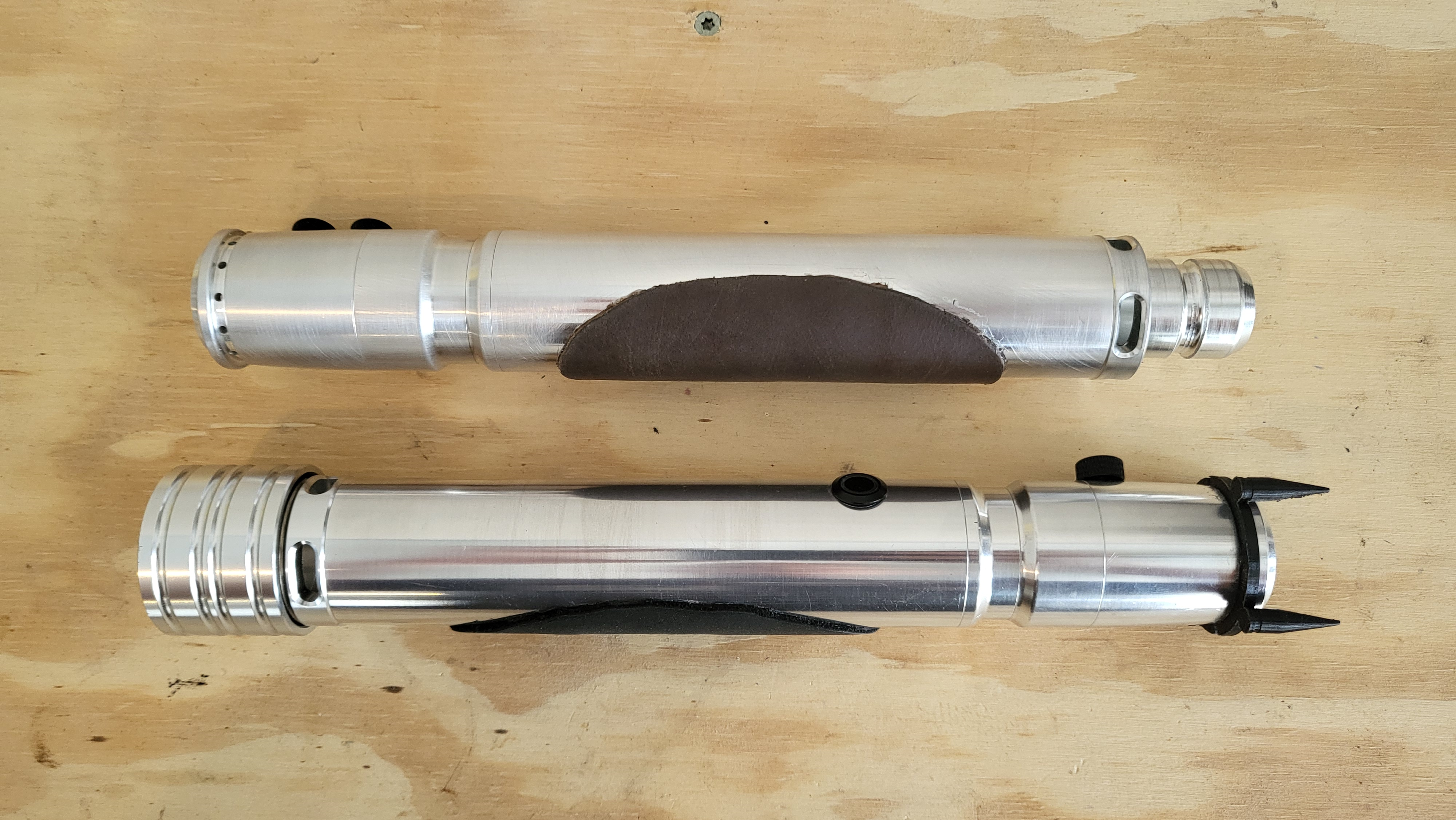 image of my two custom lightsabers